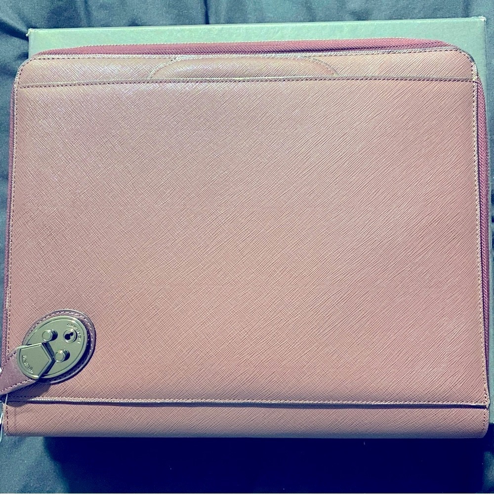 NIB RARE Tumi Locking Portfolio Saffiano Leather With Handles In Burgundy - Picture 7 of 16